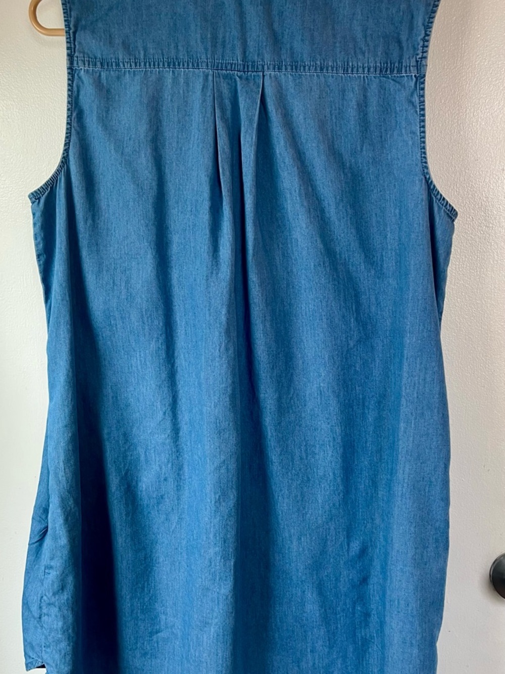 BLL New York Denim Tunic Dress XL Sleeveless Lace-Up Chambray Casual Boho Pocket - Picture 5 of 6